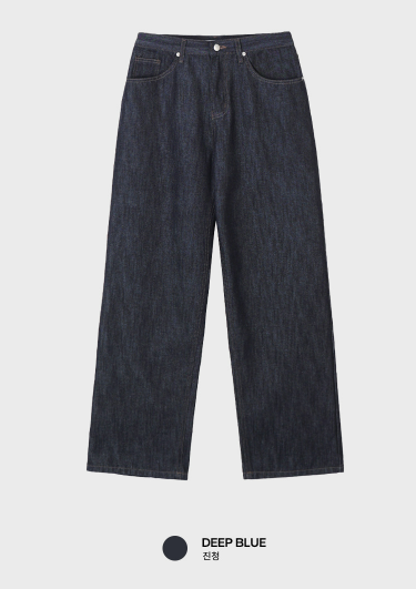 Semi Wide Stitch Raw Fabric Denim Pants