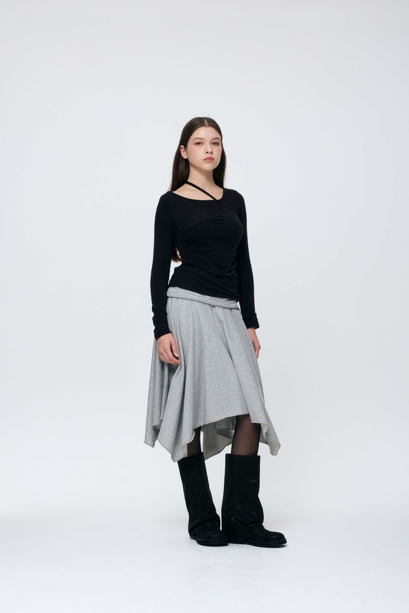 MUREN SHIRRING TOP / BLACK