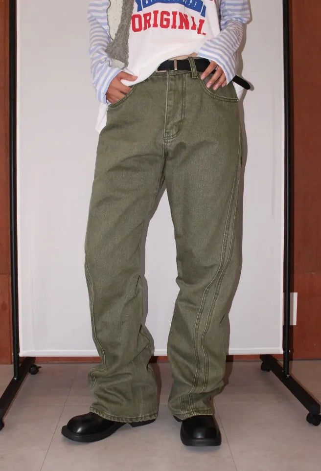AAKE（アケ）の「VINTAGE FLARE DENIM Khaki（Pants）」
