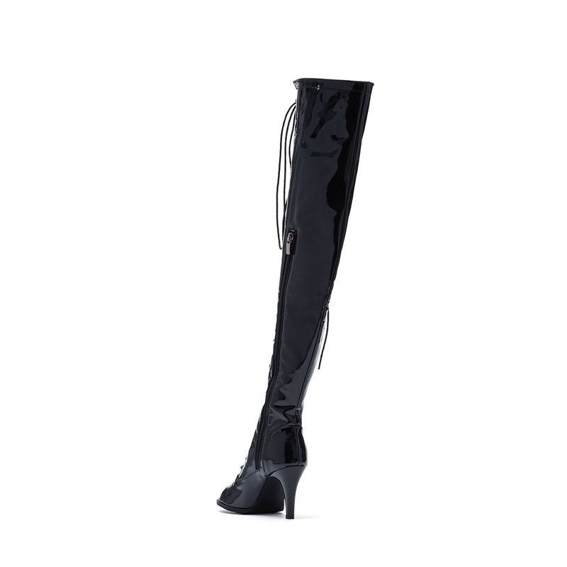 Hologram Thigh High Boots Heel(Black)