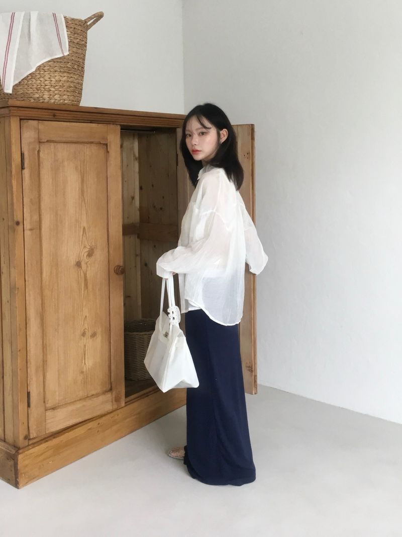 Airy Shell See-Through Shirt (7c)