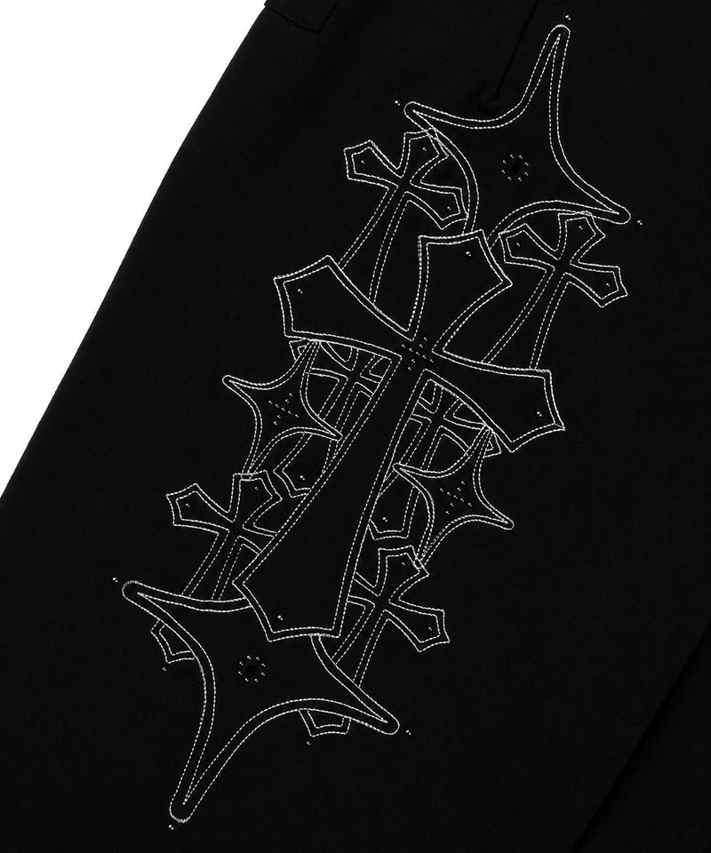 Stud Needle Walk Bermuda Sweat Pants - Black
