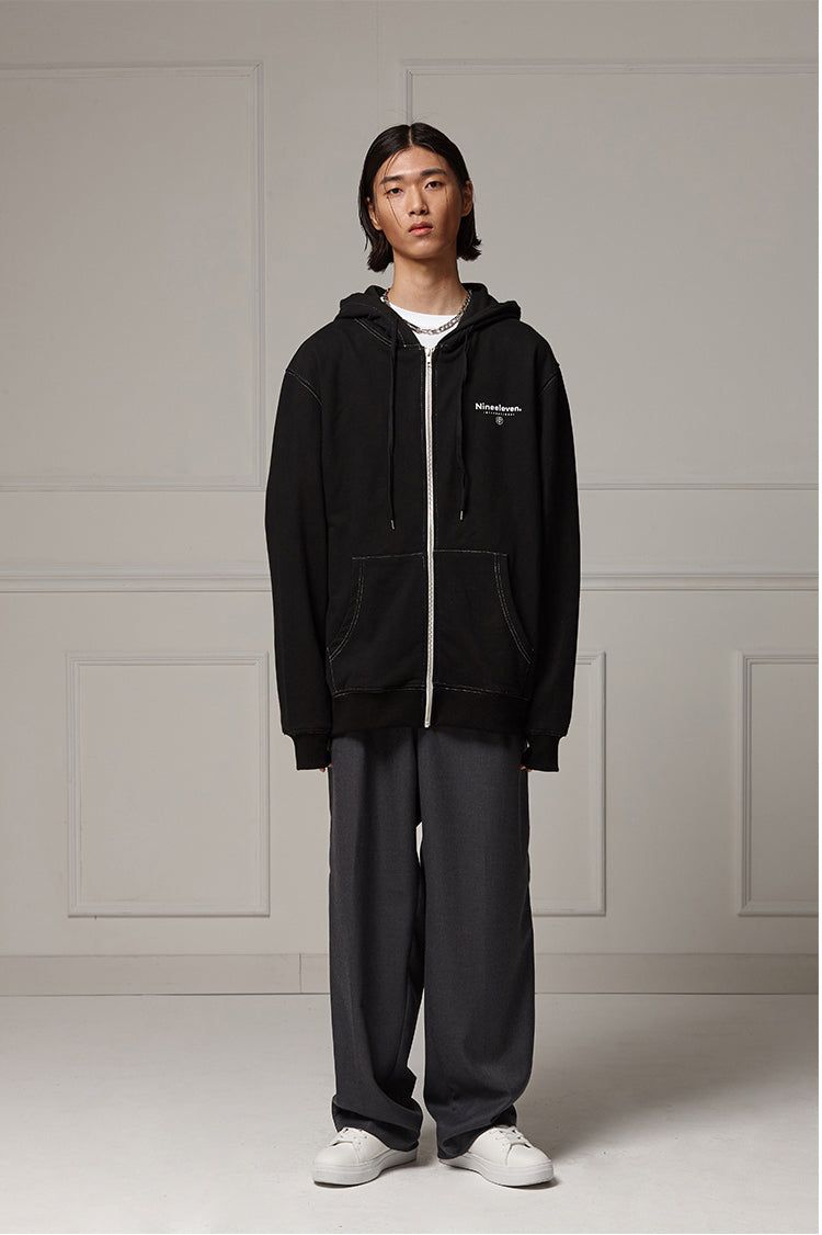 Pigment washed zipup hoodie
