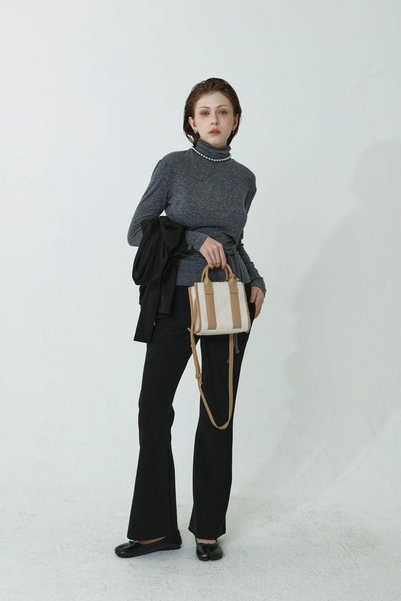 WOOL SPAN TURTLENECK T-SHIRT_CHARCOAL