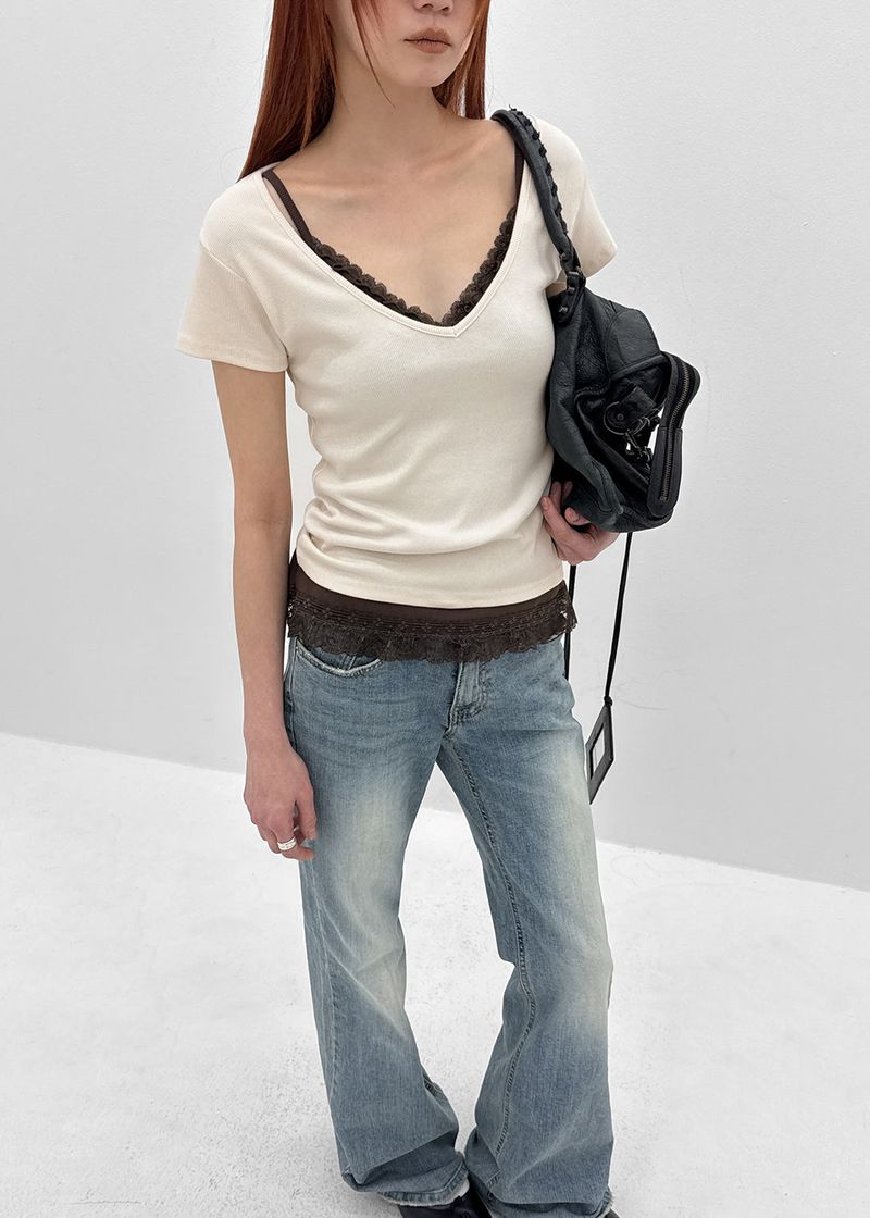 [MADE] Dutsbi Deep V-Neck Short Sleeve Top
