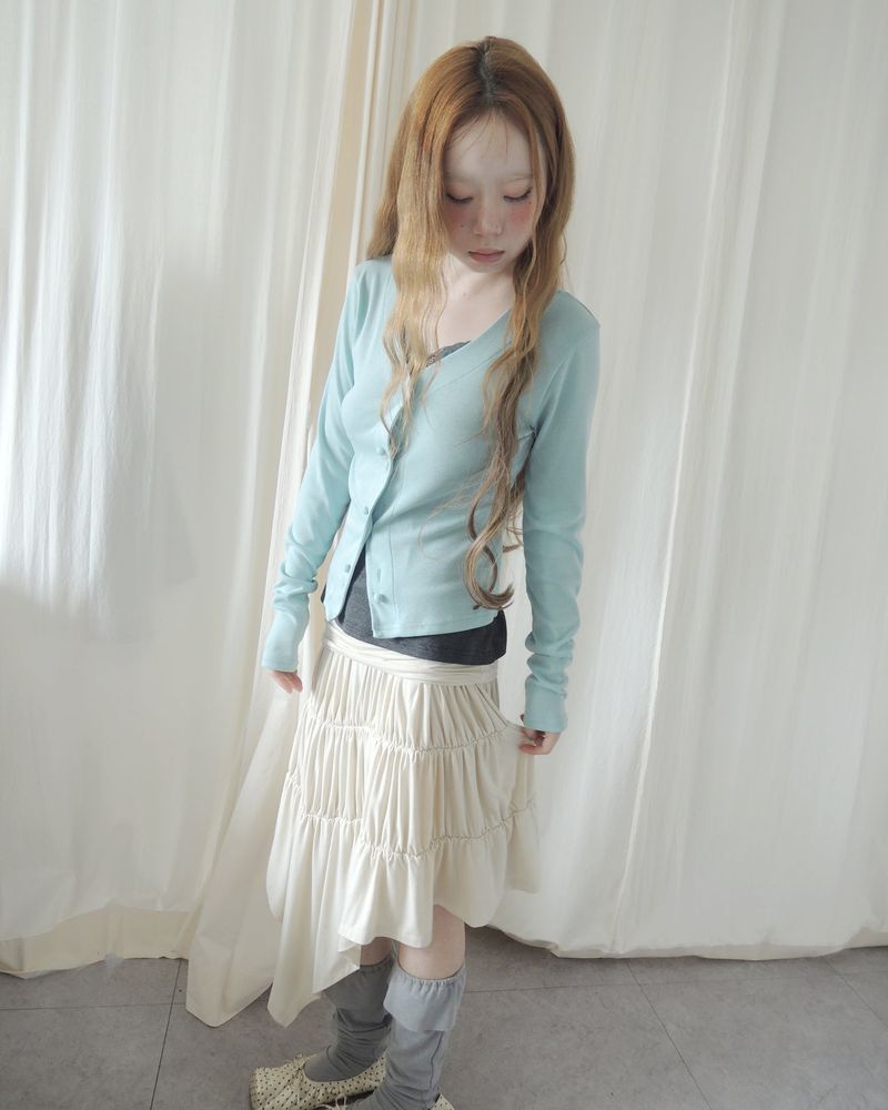 KHAN DRAPE SHIRRING UNBALANCED SKIRT