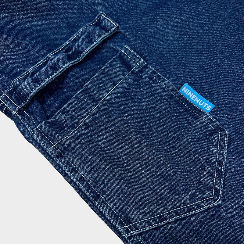 denim stitch shorts_blue