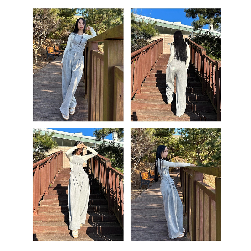 WIDE FIT TWO-TUCK PLEATS SWEAT PANTS_WHITE