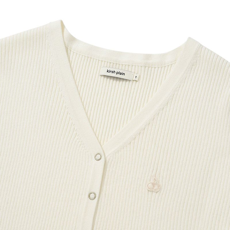 KIRSH PLAIN V NECK SLIM CARDIGAN [WHITE]