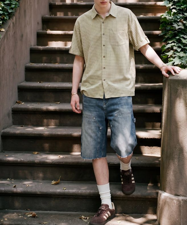 26SS★ Picnic Roll-up Check Short Sleeve Shirt
