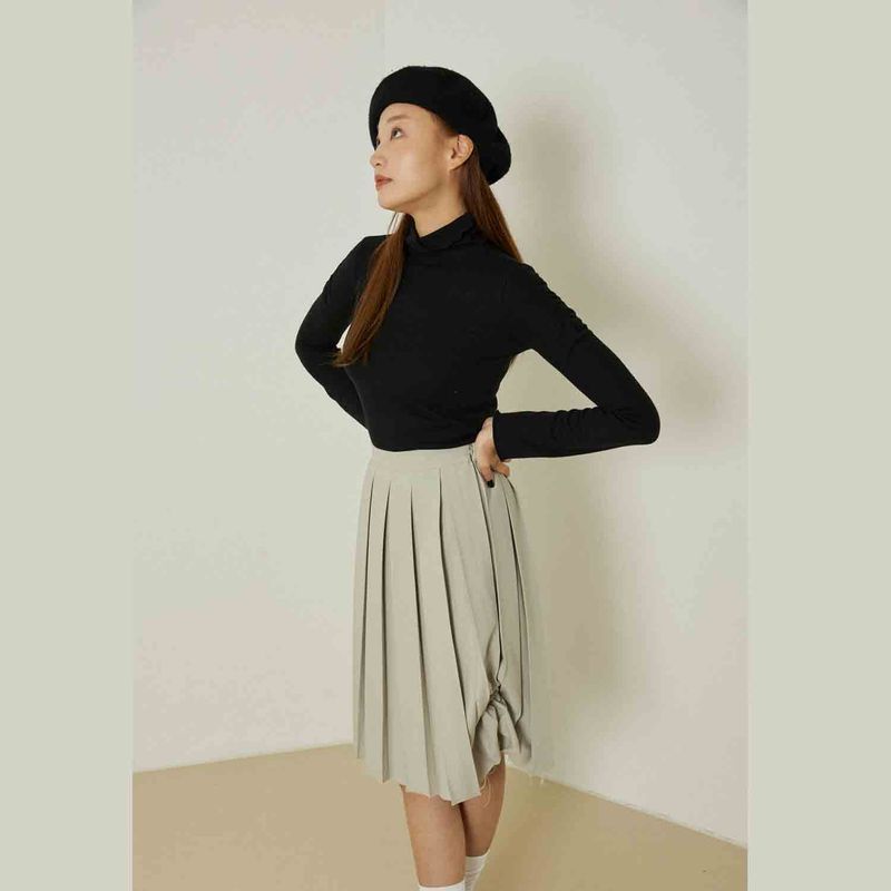 Ebony shirring turtleneck top (black)