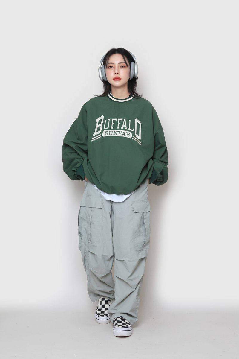wide nylon cargo pants