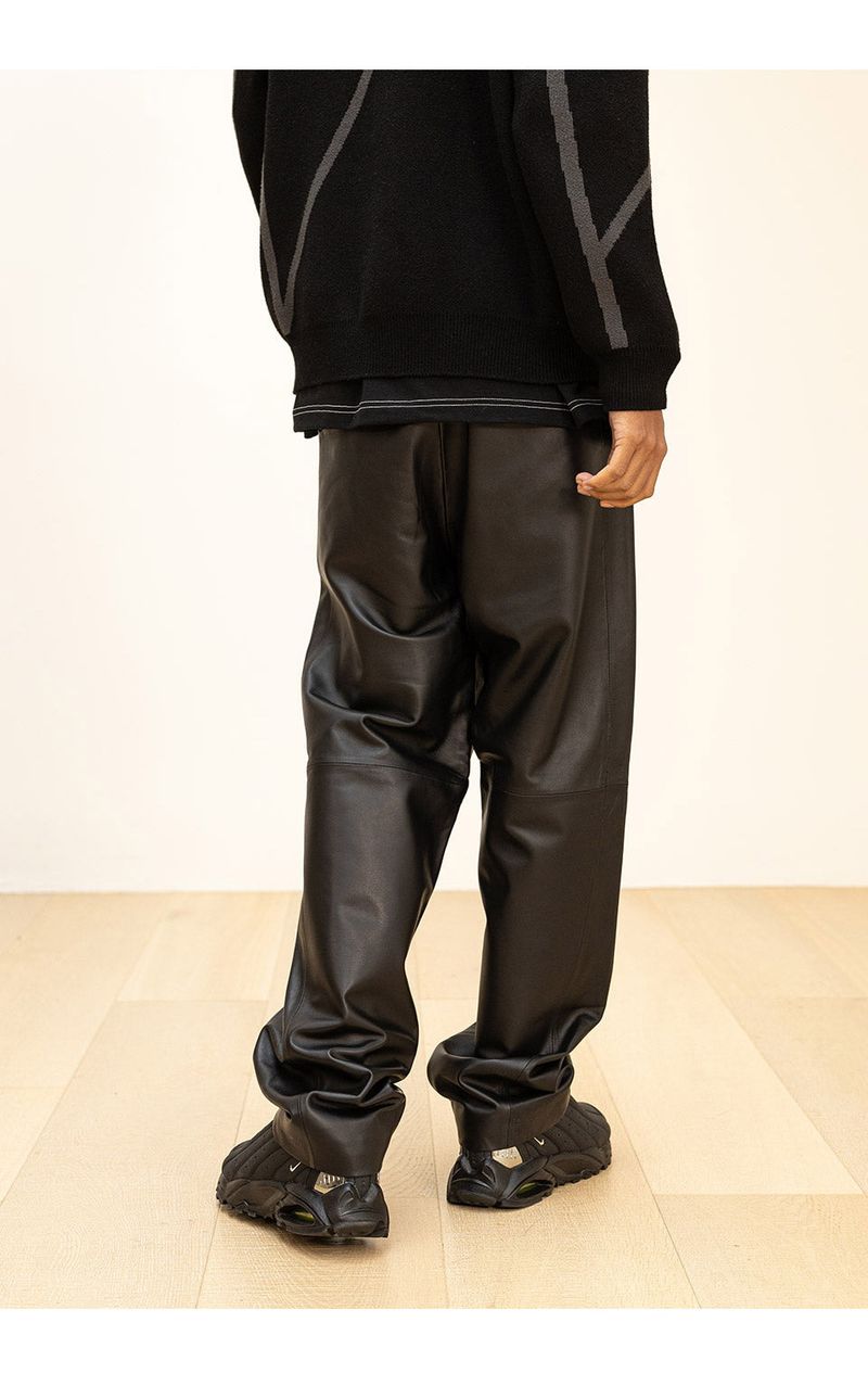LAMSKIN CURVED LINE PANTS
