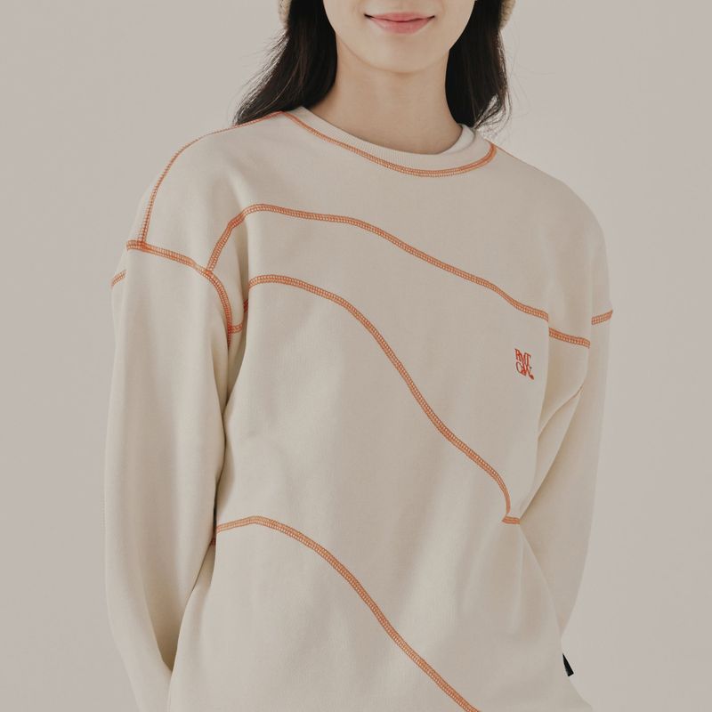 ROMANTIC CROWN(ロマンティッククラウン)の「WAVE STITCH SWEAT SHIRT_OATMEAL(Tops)」