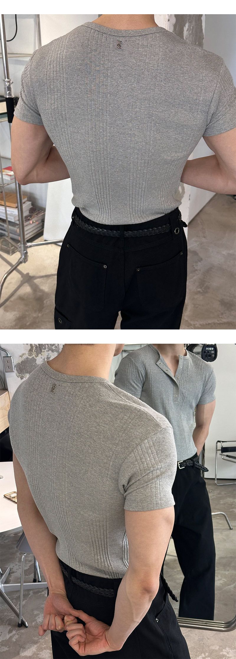 [S/S] High ribbed henry neck half knit(3color)