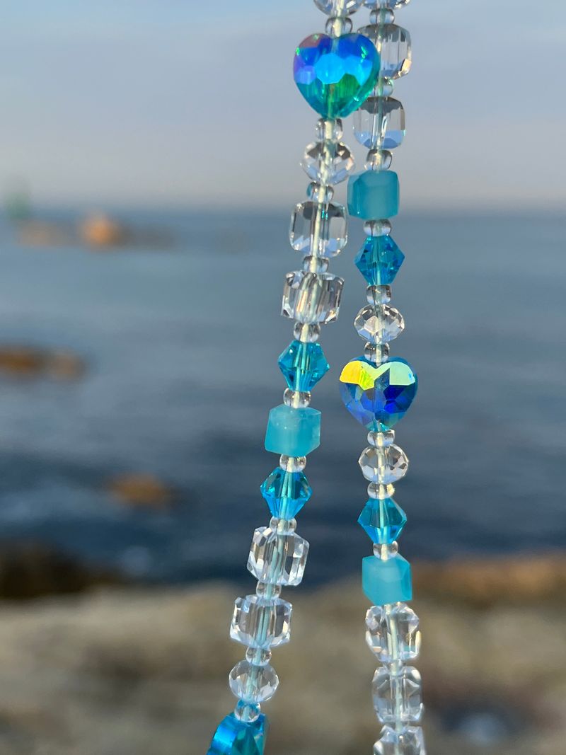 Ocean Blue Heart Me Crystal Long Strap