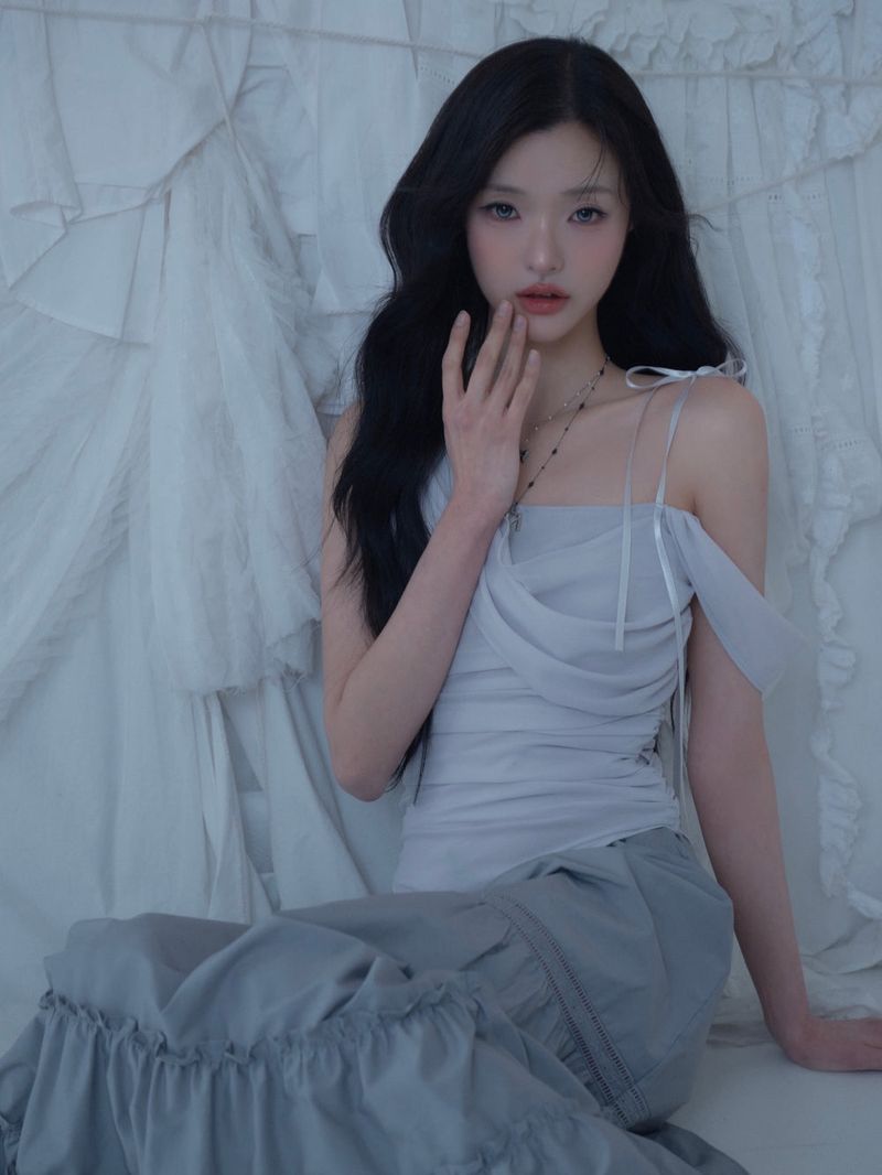 Glow Chiffon Shirred Sleeveless Blouse