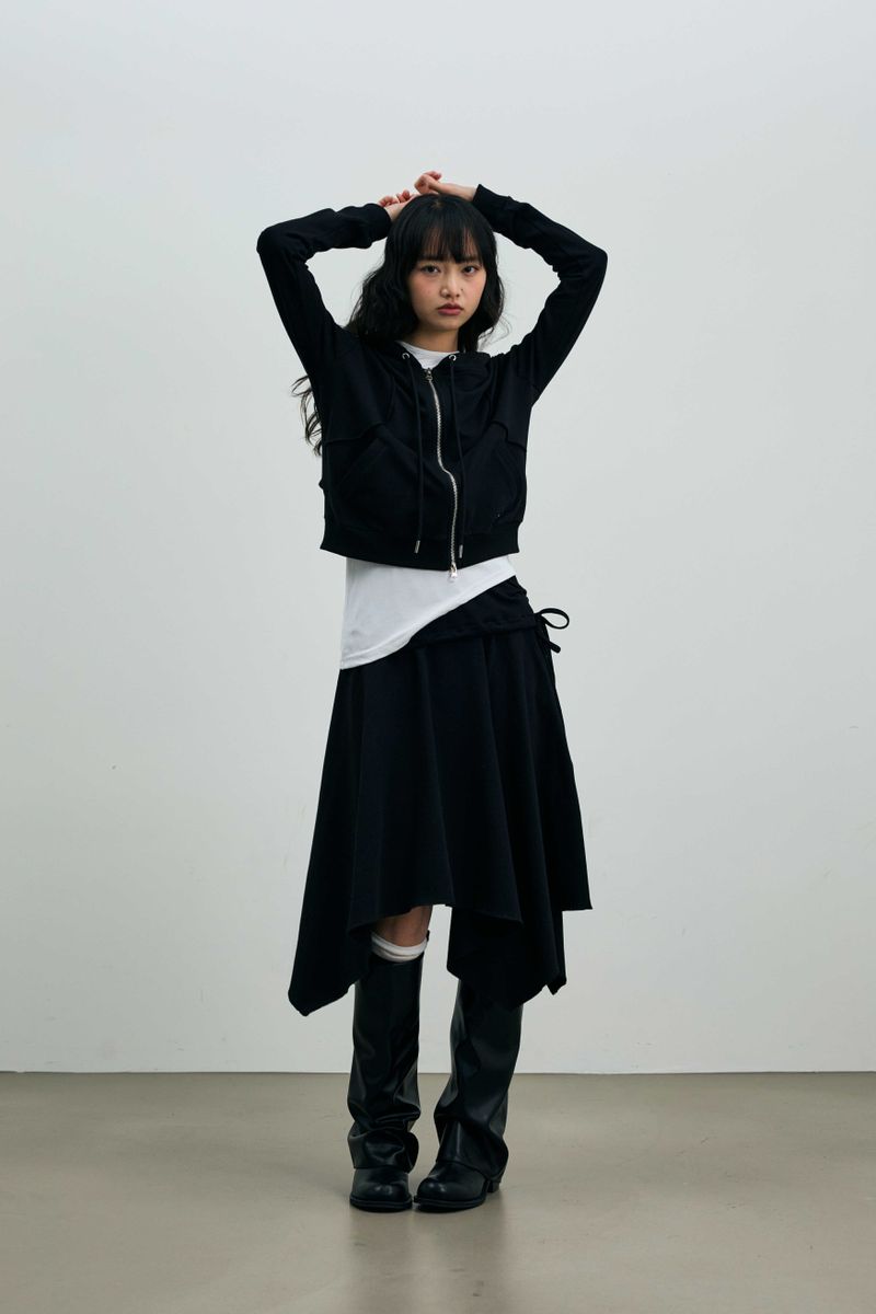 SILENT MIRAGE SWEAT SKIRT / BLACK