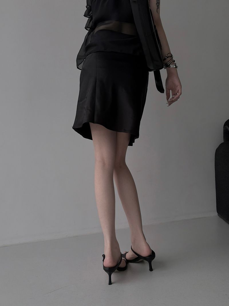 satin slip midi skirt (2color)