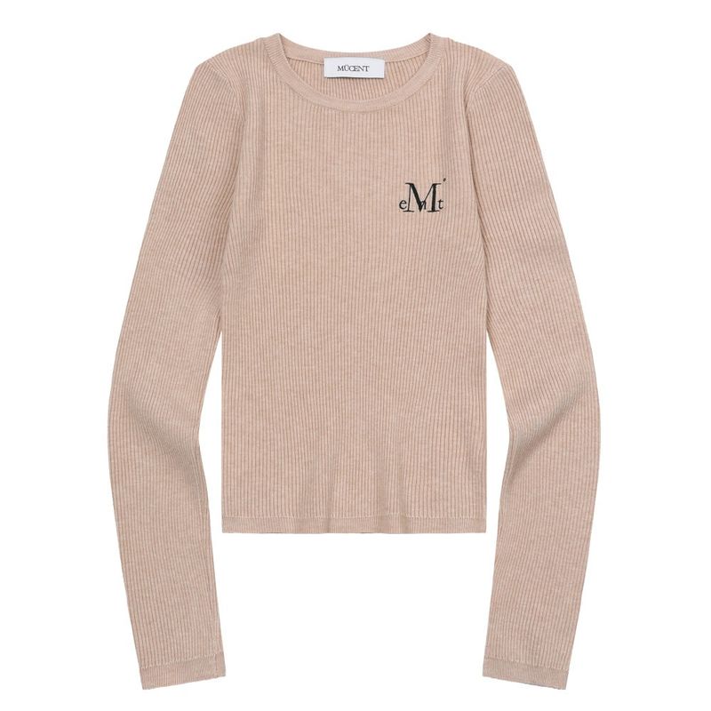 GREAVE R-NECK CROP RIB KNIT (5COLOR)