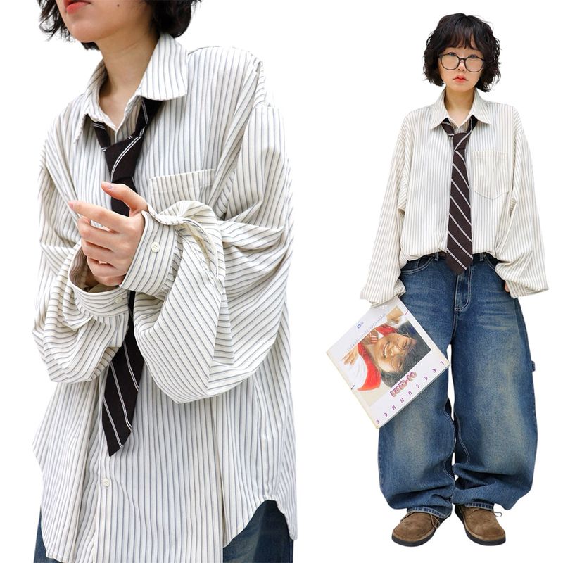 Oversized Stripe Balloon Shirt