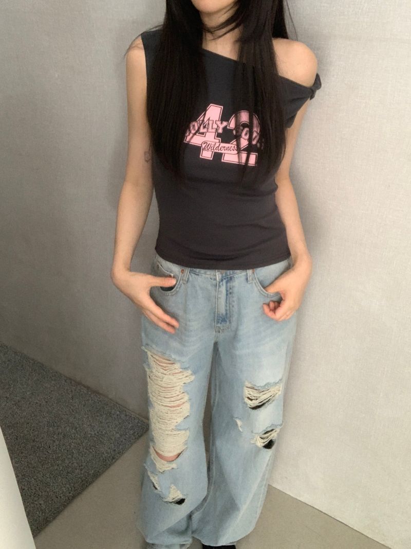 Brandon Distressed Wide-Leg Pants