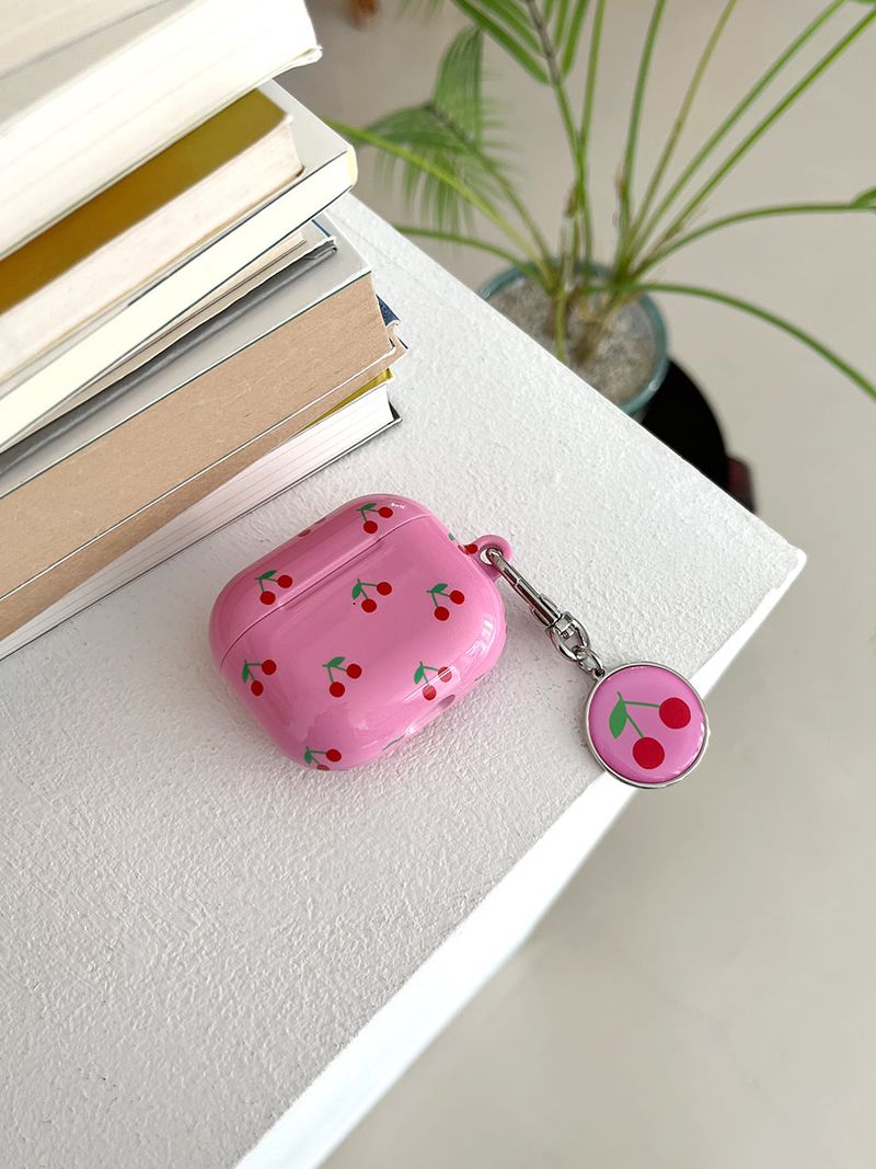 cherry epoxy keyring(pink)
