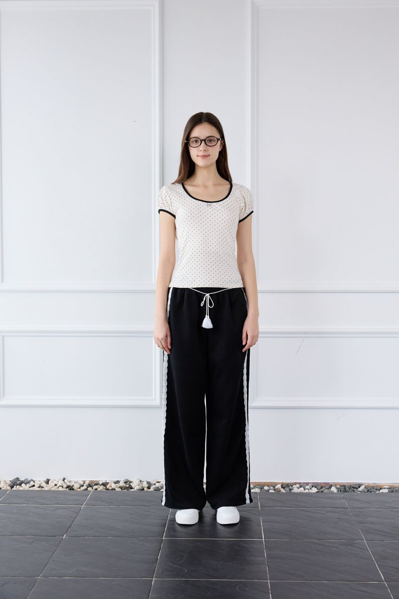 DOTTY RIBBON SHIRRING T-SHIRT
