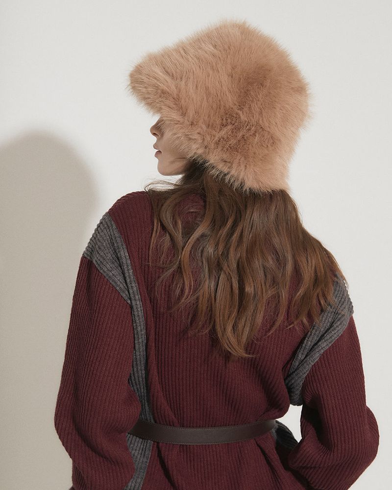 PLAIN FAUX FUR BUCKET HAT [2colors]
