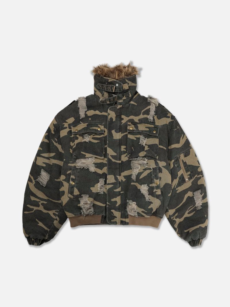 RACCOON PUFFER JACKET-CAMO