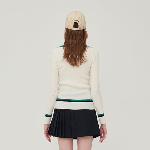 Line ribbed collar knit