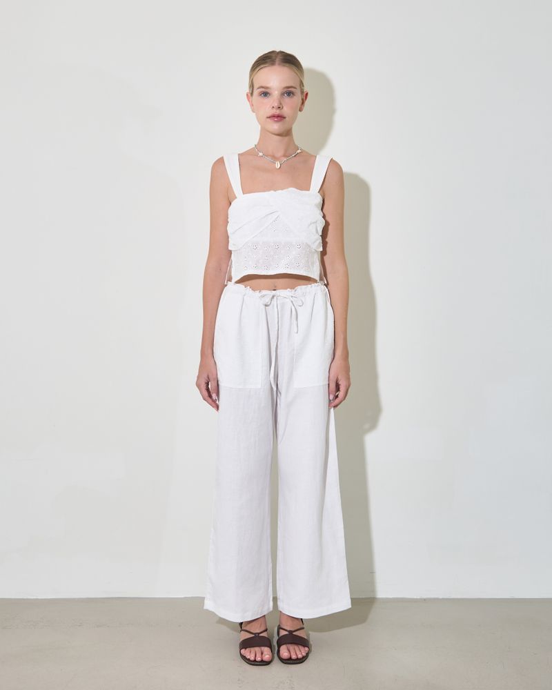 EMBROIDERY COTTON CAMI TOP / WHITE