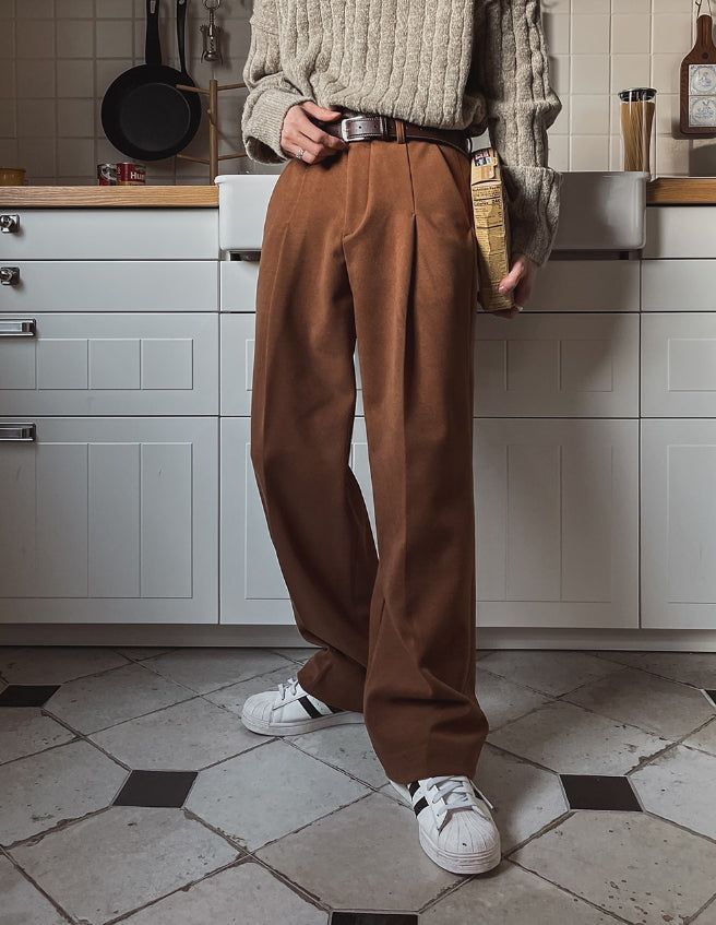 チーフディープピンタックウールスラックス