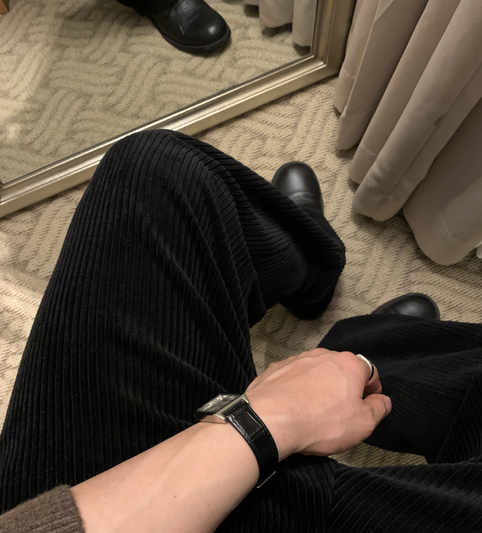 Defaced Late Back Banding Corduroy Wide Pants