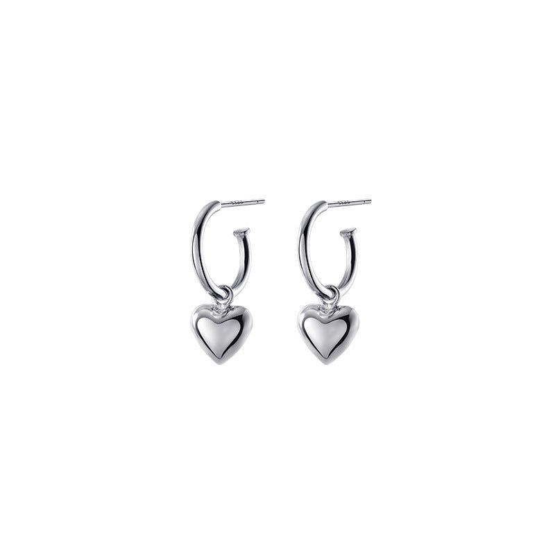 [925 Silver] ハートフープピアス