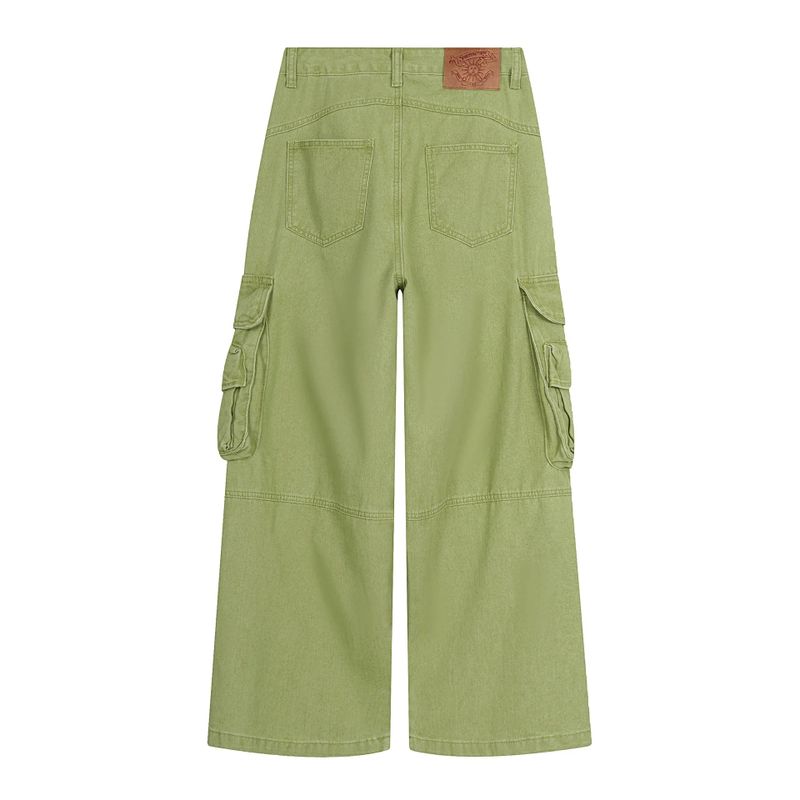 Olive Multi-Pocket Wide Cargo Pants