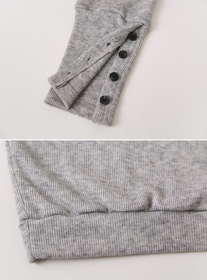 Cuff Button Deep V-neck Knit (2color)