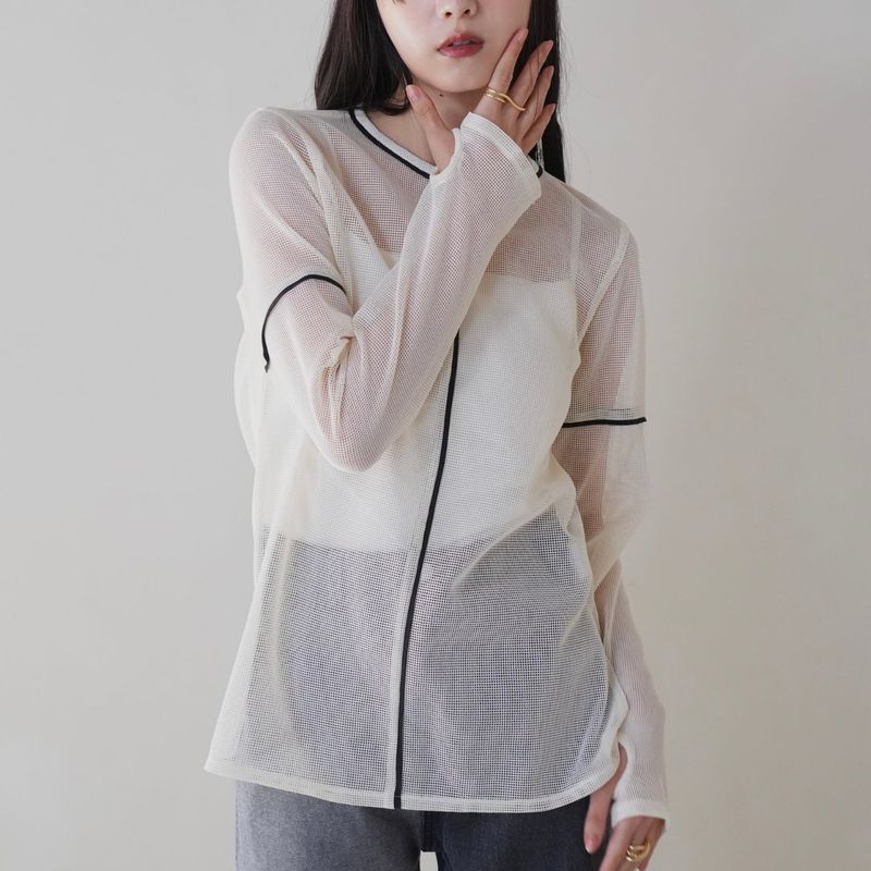 Uenui（ウニュイ）の「line mesh pullover（Tops）」