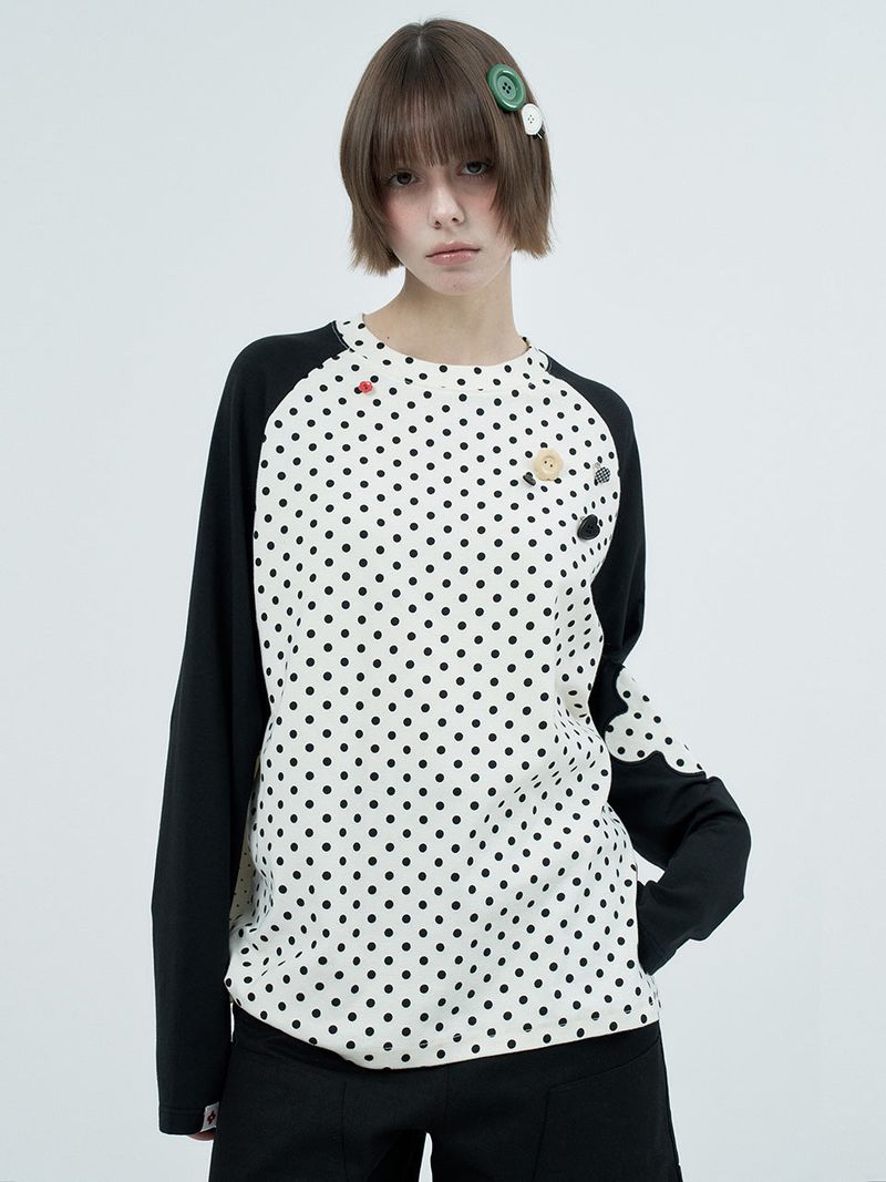 patched raglen t-shirts / white