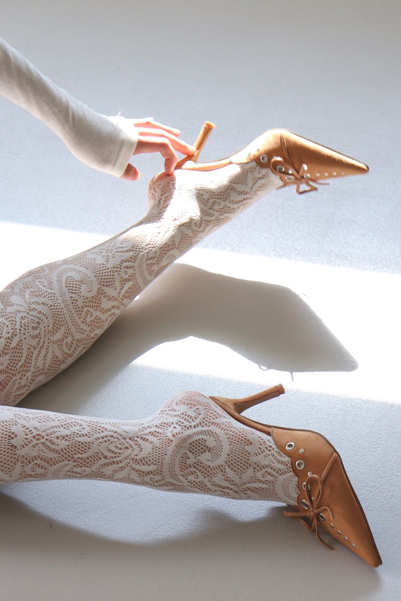 flower lace mesh tights
