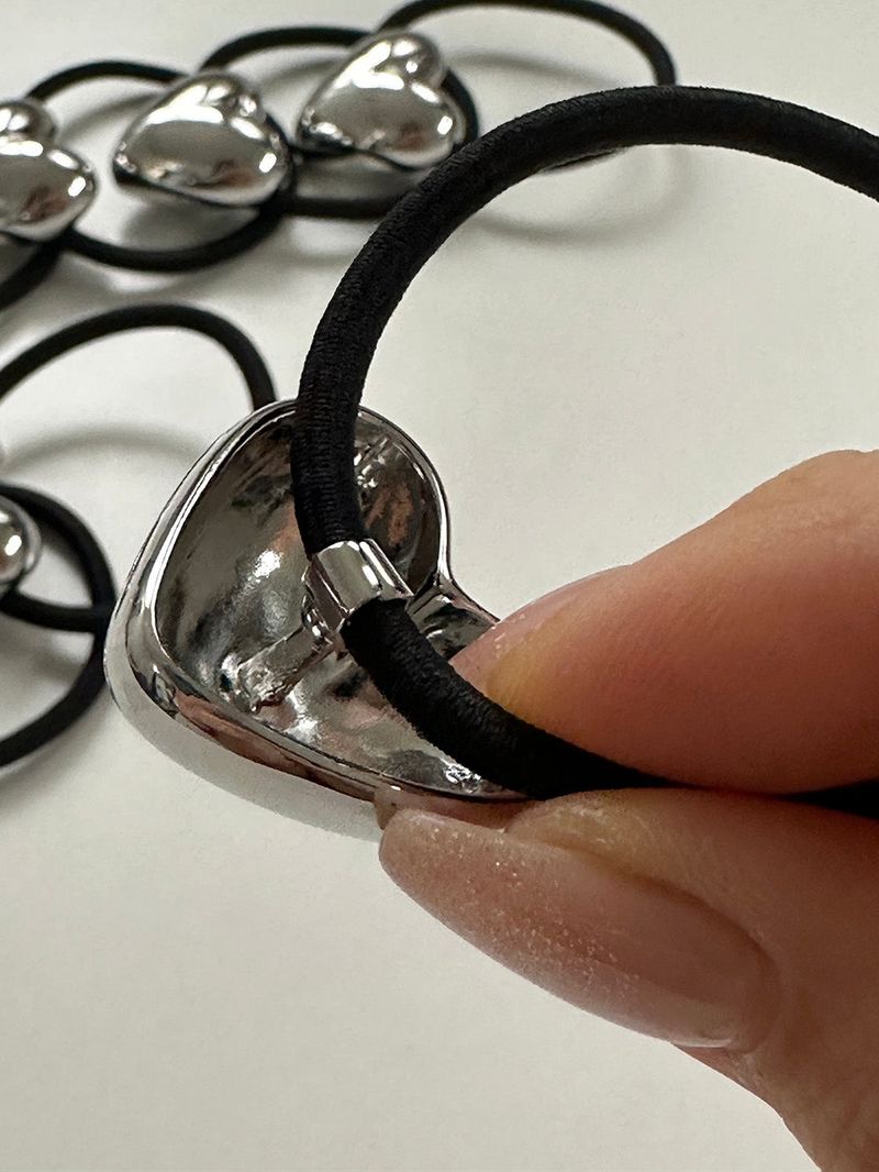 Silver heart hair tie