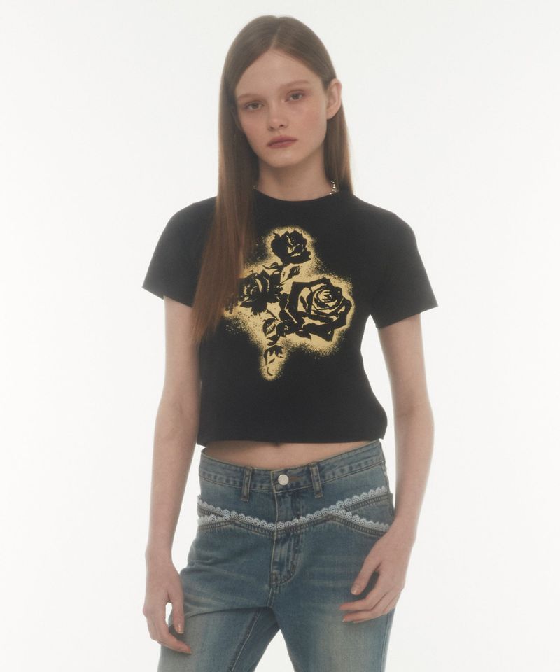 MIDNIGHT MOVE（ミッドナイトムーブ）の「fl crop t (black)（Tops）」