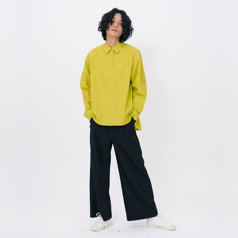 Crinkle Basic Shirts [Lime]