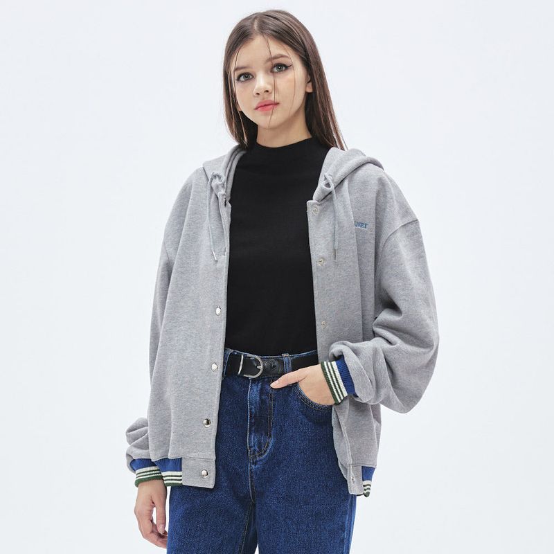 ベースボールフードジャケット/Baseball Hoodie Jacket [GREY]