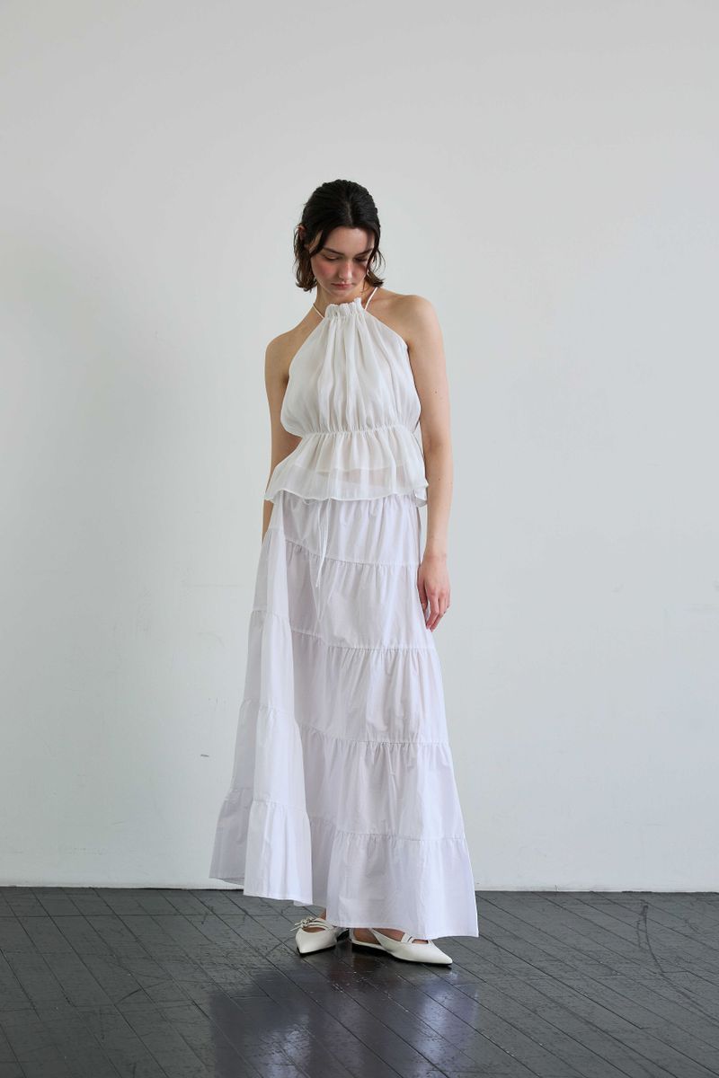 PEARL HALTERNECK TOP / WHITE