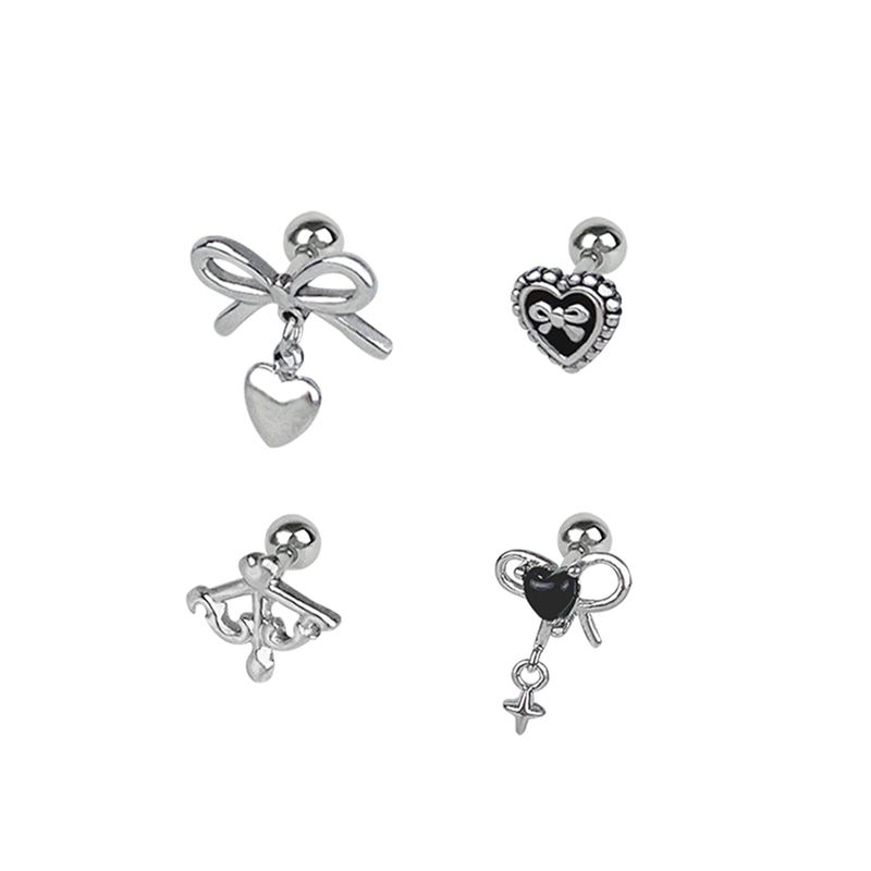 [SET] Cupid Ribbon Heart Piercing