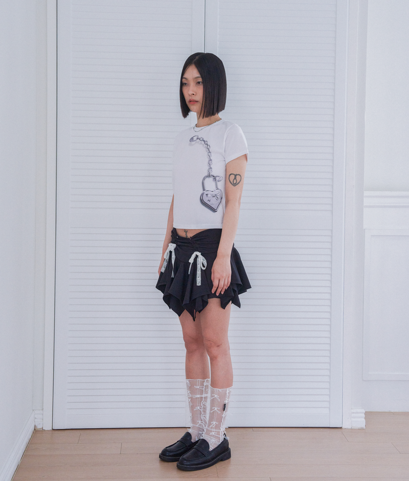 micro lace skirt&pants_black