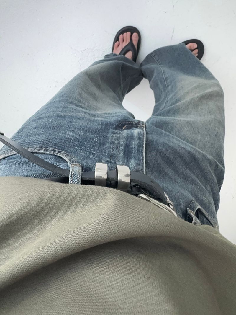 SR シーム ディテール セミワイド フレア デニムパンツ(4 Colors)