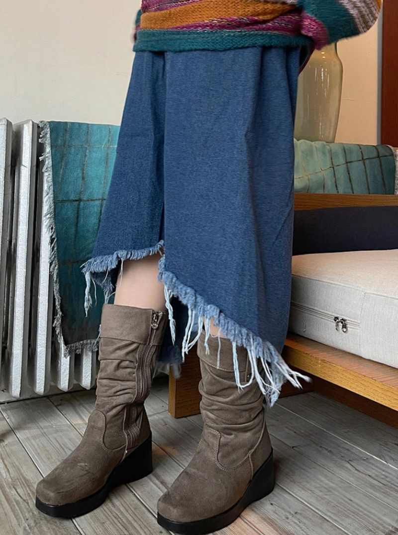 vintage jean damage long skirt