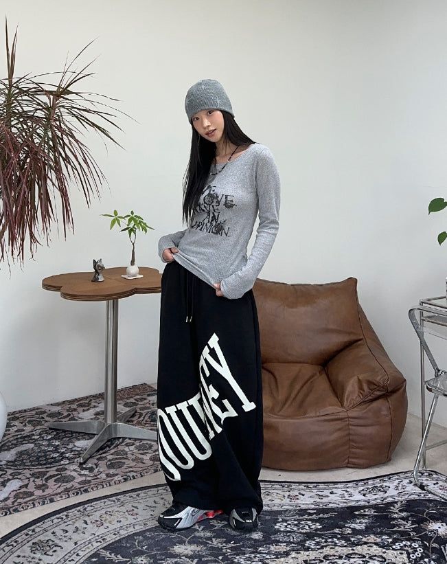 Journey Brushed Lettering Pants